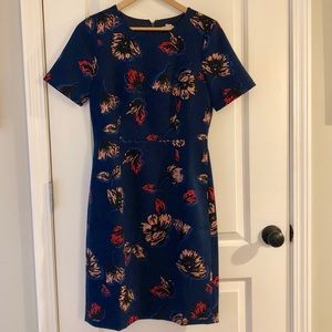 NWT J Crew Dress Navy with Peach Flowers